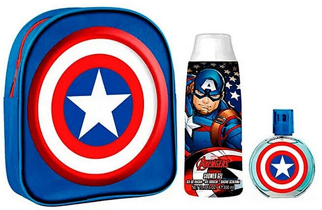 EP Line Marvel Avengers Captain America - Zestaw (edt 50 ml + sh/gel 300 ml + bag) — Zdjęcie N1