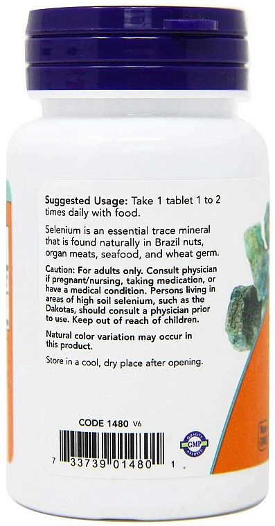 Selen w tabletkach - Now Foods Selenium — Zdjęcie N2