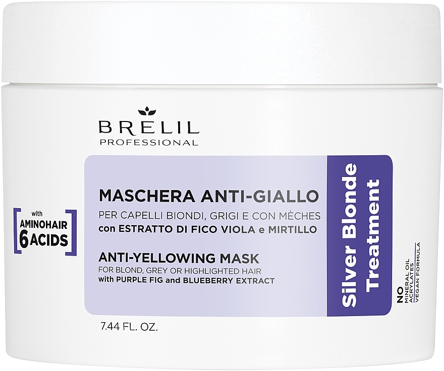 Maska neutralizująca żółte odcienie włosów - Brelil Silver Blonde Treatment Anti-Yellowing Mask — Zdjęcie N1