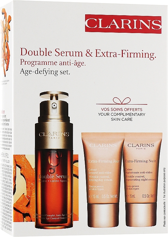 Zestaw - Clarins Double Serum & Extra-Firming Set (ser/50ml + cr/2x15ml) — Zdjęcie N1