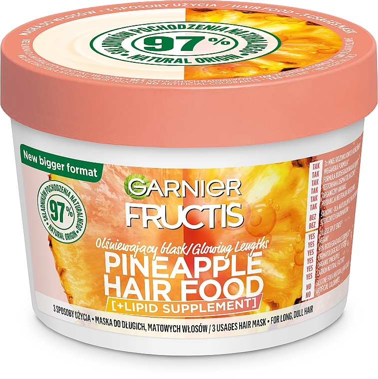 Maska do włosów długich i matowych Ananas - Garnier Fructis Hair Food Pineapple