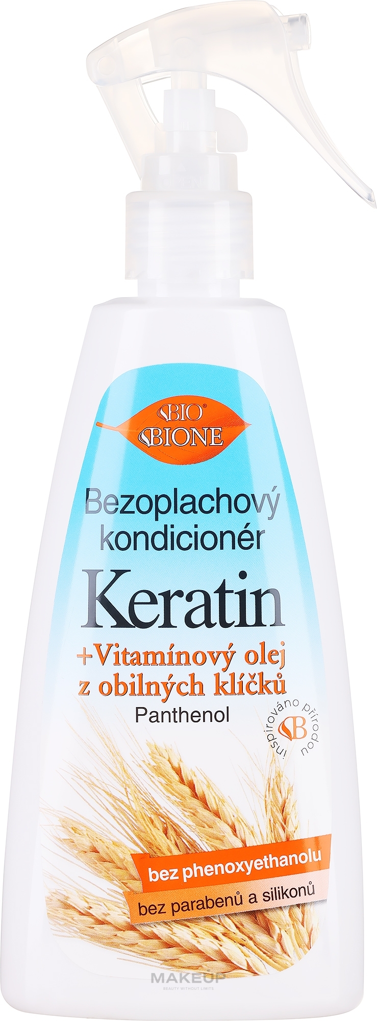 Regenerująca mgiełka bez spłukiwania do włosów z olejem z kiełków zbóż - Bione Cosmetics Keratin + Grain Sprouts Oil Leave-in Conditioner — Zdjęcie 260 ml