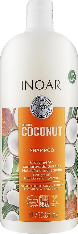 Bezsiarczanowy szampon do włosów - Inoar Bombar Coconut Shampoo — Zdjęcie N1