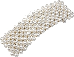 Kwadratowa spinka do włosów z ozdobnymi perełkami, biała - Lolita Accessories — Zdjęcie N1