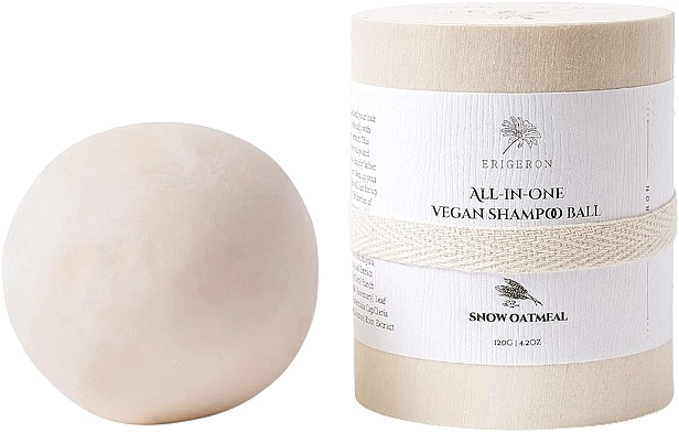 Szampon w kostce Snow Oatmeal - Erigeron All in One Vegan Shampoo Ball Snow Oatmeal — Zdjęcie N1