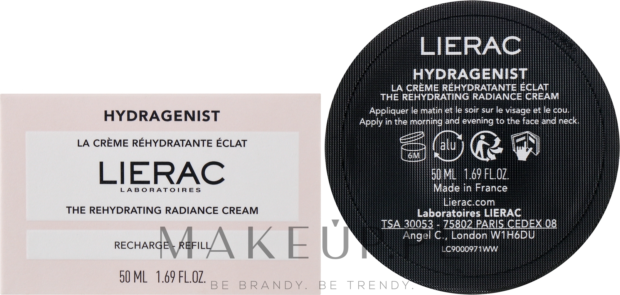 Nawilżający krem ​​do twarzy - Lierac Hydragenist The Rehydrating Radiance Cream Refill (uzupełnienie) — Zdjęcie 50 ml