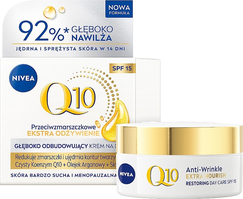 Przeciwzmarszczkowy, odbudowujący krem na dzień SPF15 - NIVEA Visage Q10 Power Extra Day Cream — Zdjęcie N11