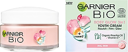 Kup Krem z olejkiem z dzikiej róży rozjaśniający poszarzałą skórę - Garnier Bio Rosy Glow 3in1 Youth Cream