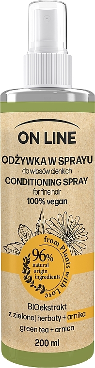 Odżywka w sprayu do włosów cienkich Zielona herbata i arnika - On Line Green Tea + Arnika Conditioning Spray — Zdjęcie N1