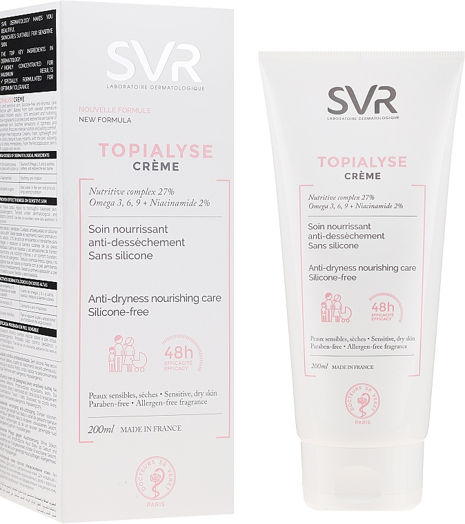Odżywczy krem bez silikonów przeciw przesuszeniu skóry - SVR Topialyse Crème