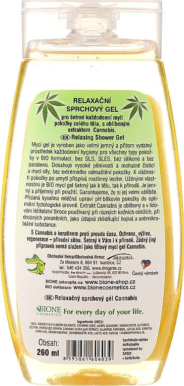 Relaksujący żel pod prysznic z olejem konopnym - Bione Cosmetics Cannabis Relaxing Shower Gel — Zdjęcie N2