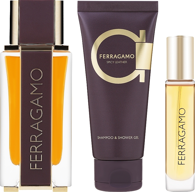 Salvatore Ferragamo Spicy Leather - Zestaw (edp/100 ml + edp/mini/10 ml + shm/sh/gel/100 ml) — Zdjęcie N3