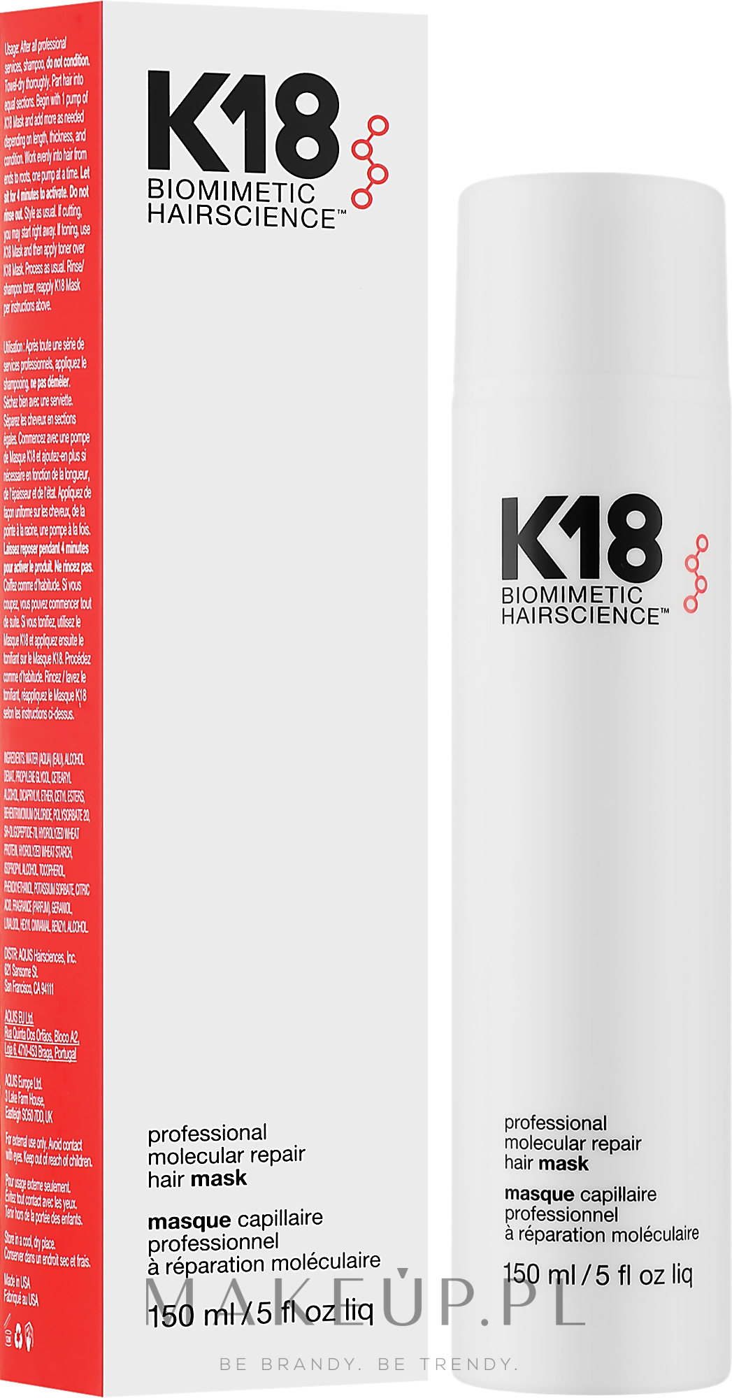 Maska do włosów - K18 Hair Biomimetic Hairscience Professional Molecular Repair Hair Mask — Zdjęcie 150 ml