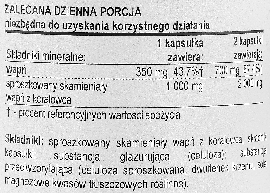 Wapń w kapsułkach, 250 szt. - Now Foods Coral Calcium — Zdjęcie N3