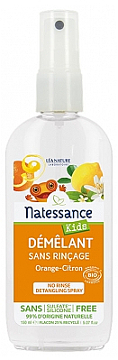 Organiczny lakier do włosów - Natessance Kids Organic No Rinse Detangling Spray Orange Lemon — Zdjęcie N1