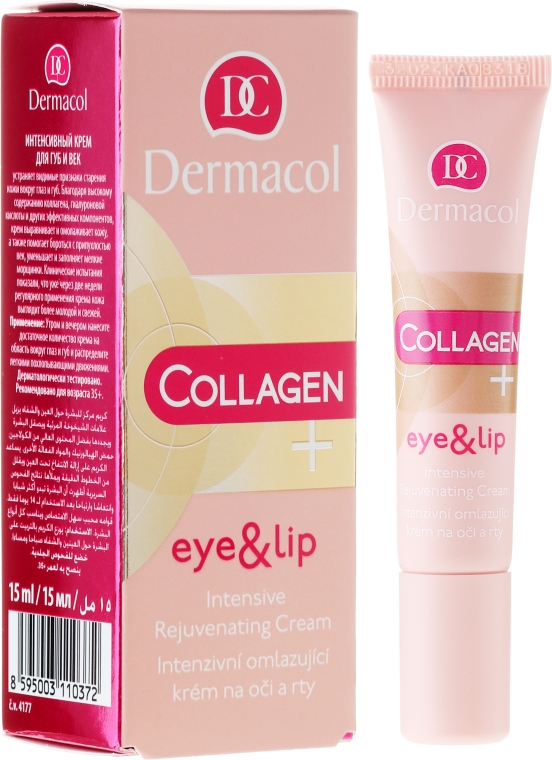 Intensywnie odmładzający krem do okolic oczu i ust - Dermacol Collagen+ Eye & Lip Cream