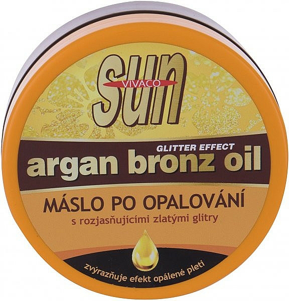 Olejek po opalaniu z arganem i brokatem - Vivaco Sun Argan Bronz Oil Glitter Aftersun Butter — Zdjęcie N1