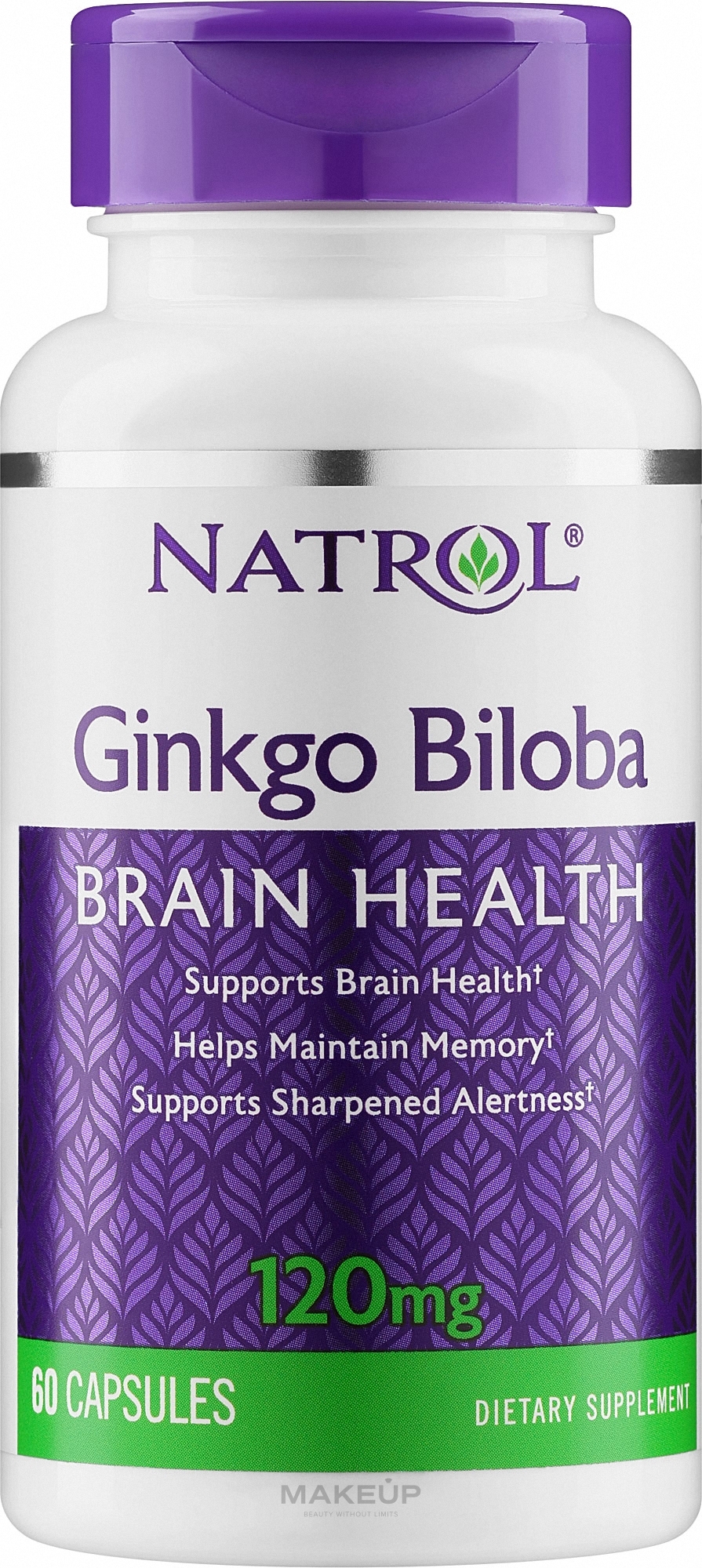Ginkgo biloba, 120 mg - Natrol Ginkgo Biloba — Zdjęcie 60 szt.