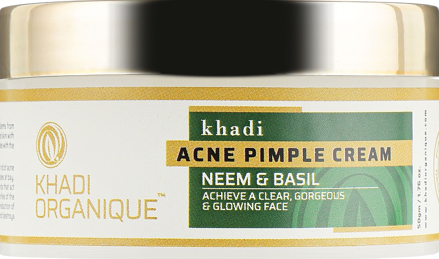 Naturalny ajuwedyjski krem przeciwtrądzikowy na pryszcze i zaskórniki - Khadi Organique Acne Pimple Cream