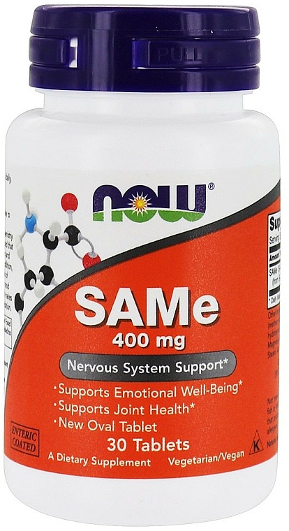 Suplement diety S-adenozylometionina, 400 mg - Now Foods SAMe, 400mg — Zdjęcie N1