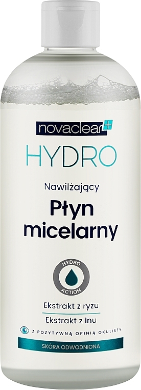 Nawilżający płyn micelarny z ekstraktem z ryżu i lnu - Novaclear Hydro Micellar Water — Zdjęcie N1