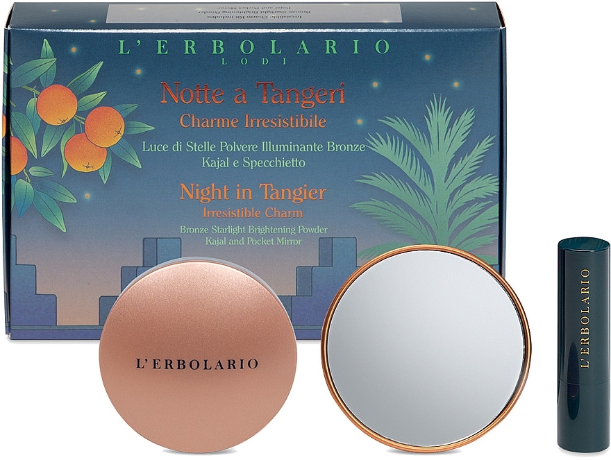 L'Erbolario Notte a Tangeri - Zestaw (powder/8.5g + eye/pencil/7.5ml + mirror) — Zdjęcie N1