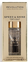 Kup Lakier nawierzchniowy z czarnymi drobinkami - Makeup Revolution Speed&Shine Top Coat
