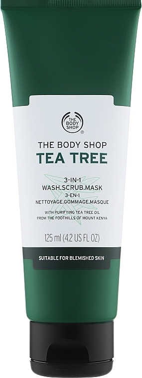 Żel do mycia twarzy, maska i peeling 3 w 1 do twarzy Drzewo herbaciane - The Body Shop Tea Tree 3-in-1 Wash Scrub Mask — Zdjęcie N1