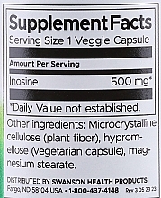 Suplement diety w kapsułkach Inozyna, 500 mg - Swanson Inosine 500 mg — Zdjęcie N3