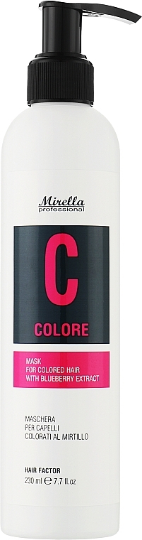Maska do włosów farbowanych z ekstraktem z jagód - Mirella HAIR FACTOR Colore Mask For Dyed Hair With Blueberry Extract — Zdjęcie N1