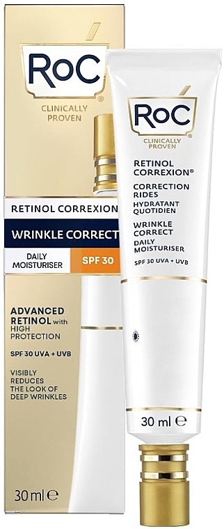 Krem przeciwzmarszczkowy z retinolem SPF 30 - RoC Retinol Correxion Wrinkle Correct Daily Moisturiser — Zdjęcie N1