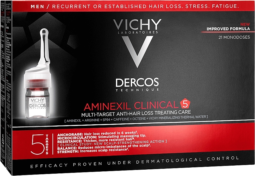 PRZECENA! Kuracja przeciw wypadaniu włosów dla mężczyzn - Vichy Dercos Aminexil Clinical 5 * — Zdjęcie N5