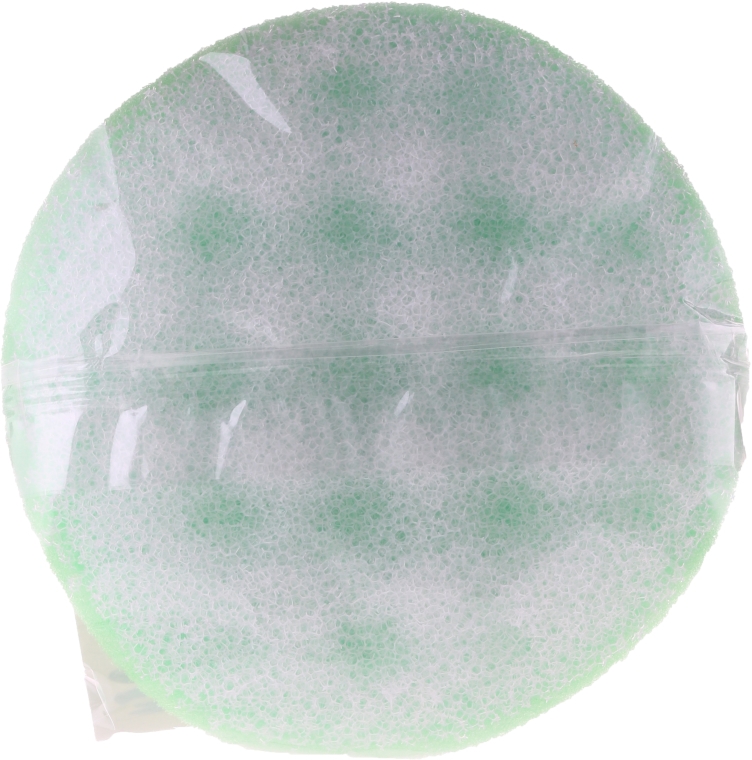 Okrągła masażowa gąbka do kąpieli, 98553, zielono-biała - Cari — Zdjęcie N2