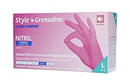 Jednorazowe rękawiczki nitrylowe, różowe, rozm. L, 100 szt. - Med-Comfort Style Grenadine — Zdjęcie N1