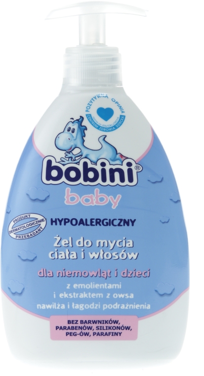 Hipoalergiczny żel do mycia ciała i włosów dla dzieci i niemowląt - Bobini