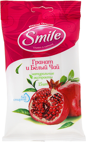 Chusteczki nawilżane, Granat, 15szt - Smile Ukraine
