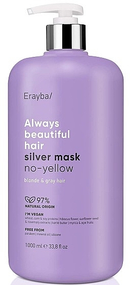 Maska do włosów przeciw żółtym odcieniom - Erayba ABH Silver No-Yellow Mask  — Zdjęcie N2