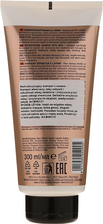 PRZECENA! Regenerujący szampon do włosów z owsem - Brelil Numero Brelil Numero Restructuring Shampoo with Oats * — Zdjęcie N2