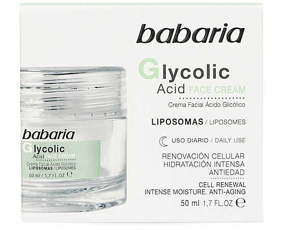 Odnawiający krem do twarzy z kwasem glikolowym - Babaria Glycolic Acid Renewing Face Cream — Zdjęcie N1