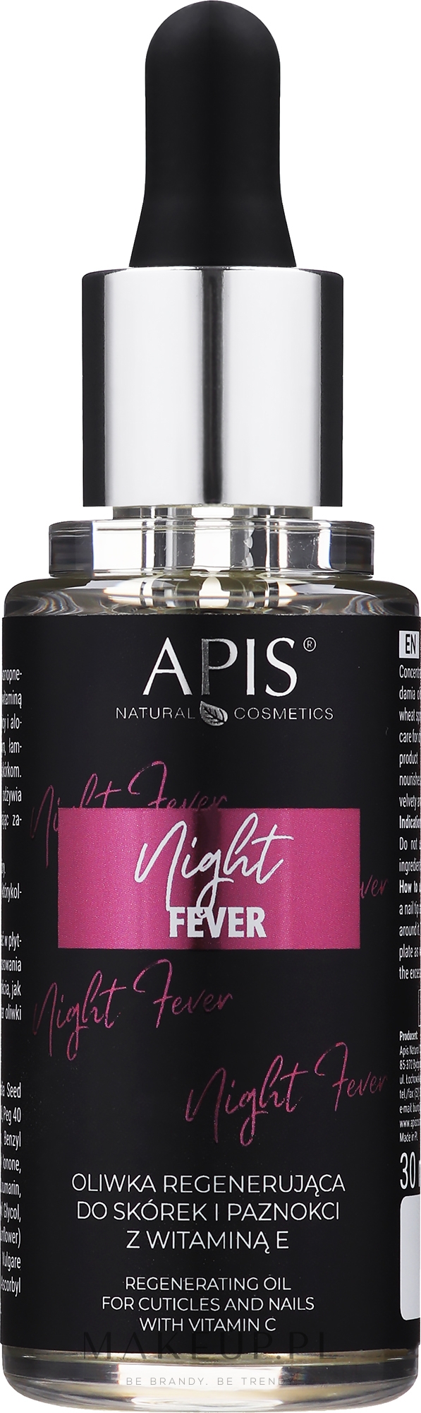 Regenerujący olejek do skórek i paznokci z witaminą E - Apis Night Fever Regenerating Oil For Cuticles & Nails — Zdjęcie 30 ml