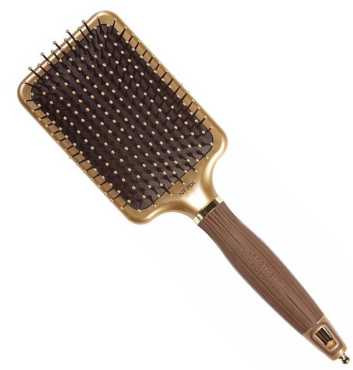 Szczotka do włosów - Olivia Garden Expert Care Rectangular Nylon Gold&Brown L — Zdjęcie N1