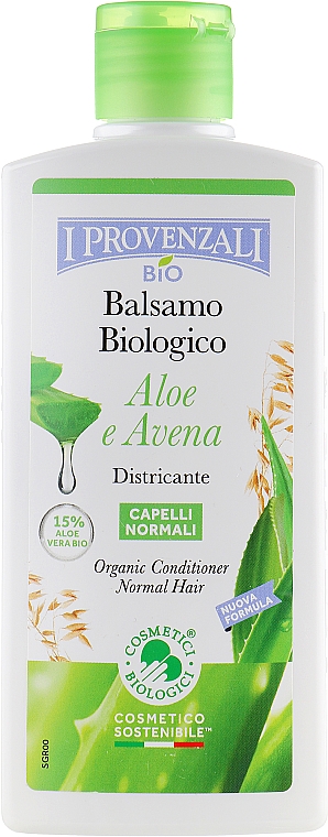 Balsam do włosów z organicznym sokiem z aloesu 15% i ekstraktem z owsa - I Provenzali Aloe Conditioner