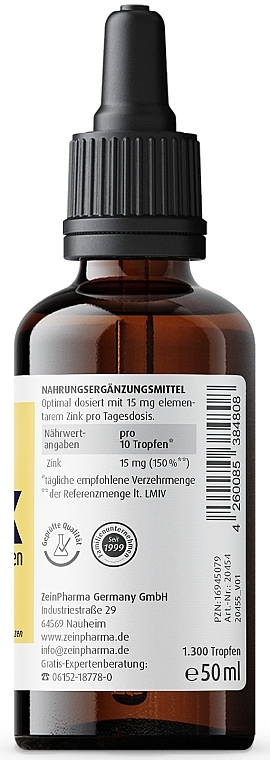 Suplement diety Cynk, 15 mg - ZeinPharma Zinc Drops — Zdjęcie N3