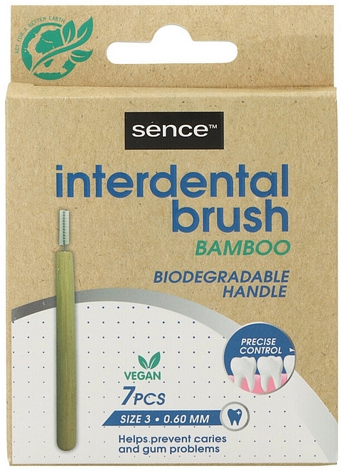 Szczoteczki międzyzębowe, 0,60 mm - Sence Inderdental Brush Bamboo Size 3 — Zdjęcie N2