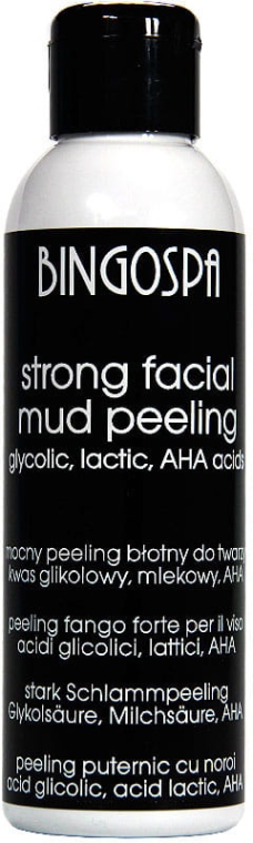 Mocny peeling błotny do twarzy z kwasami glikolowym, mlekowym i owocowymi - BingoSpa Strong Facial Mud Peeling