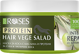 Regenerująca maska ​​do włosów suchych i zniszczonych z oliwą z oliwek i białkiem - Nature of Agiva Roses Protein Vege Salad Mask Intense Repair — Zdjęcie N1