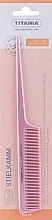 Grzebień z plastikowym uchwytem 20.5cm, jasnoróżowy - Titania — Zdjęcie N1