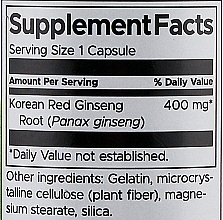 Suplement diety Korean Red Panax Ginseng Root, 400 mg	 - Swanson Full Korean Red Panax Ginseng Root — Zdjęcie N2