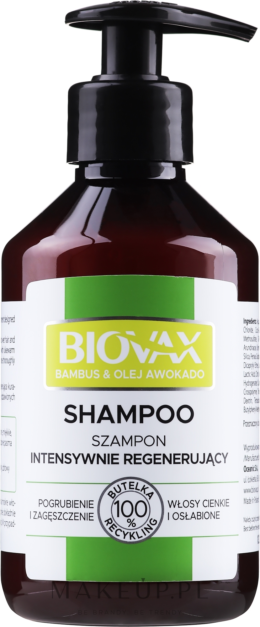 Biovax Bambus i olej awokado do włosów cienkich i łamliwych - szampon  — Zdjęcie 200 ml