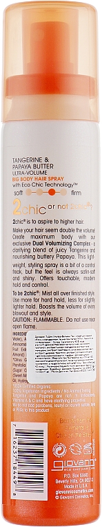 Lakier do włosów zwiększający ich objętość - Giovanni 2 Chic Ultra-Volume — Zdjęcie N2